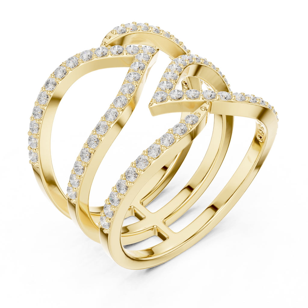 Multi-Row Pavé Diamond Crossover Ring