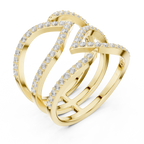 Multi-Row Pavé Diamond Crossover Ring