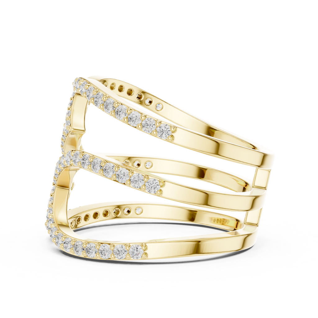 Multi-Row Pavé Diamond Crossover Ring