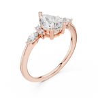 Pear Cut Three Stone Diamond Engagement Ring