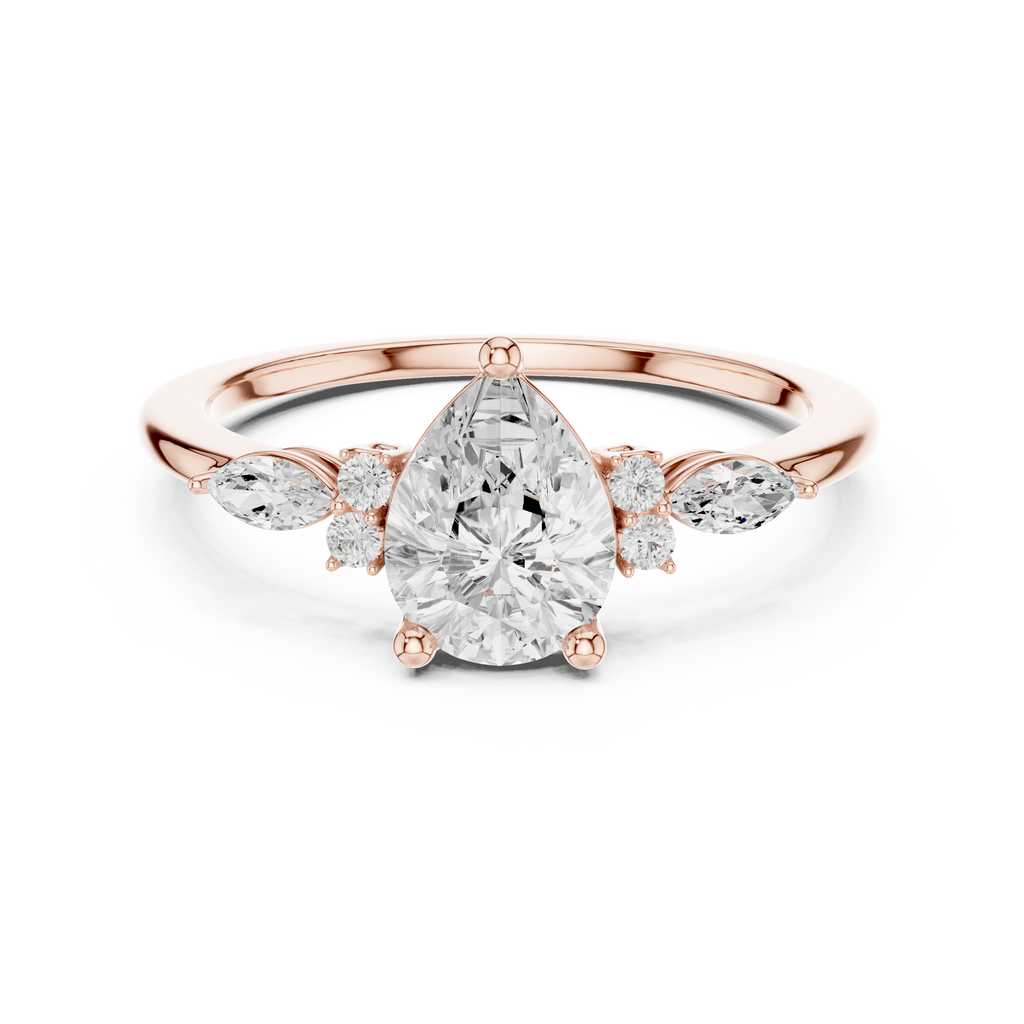 Pear Cut Three Stone Diamond Engagement Ring