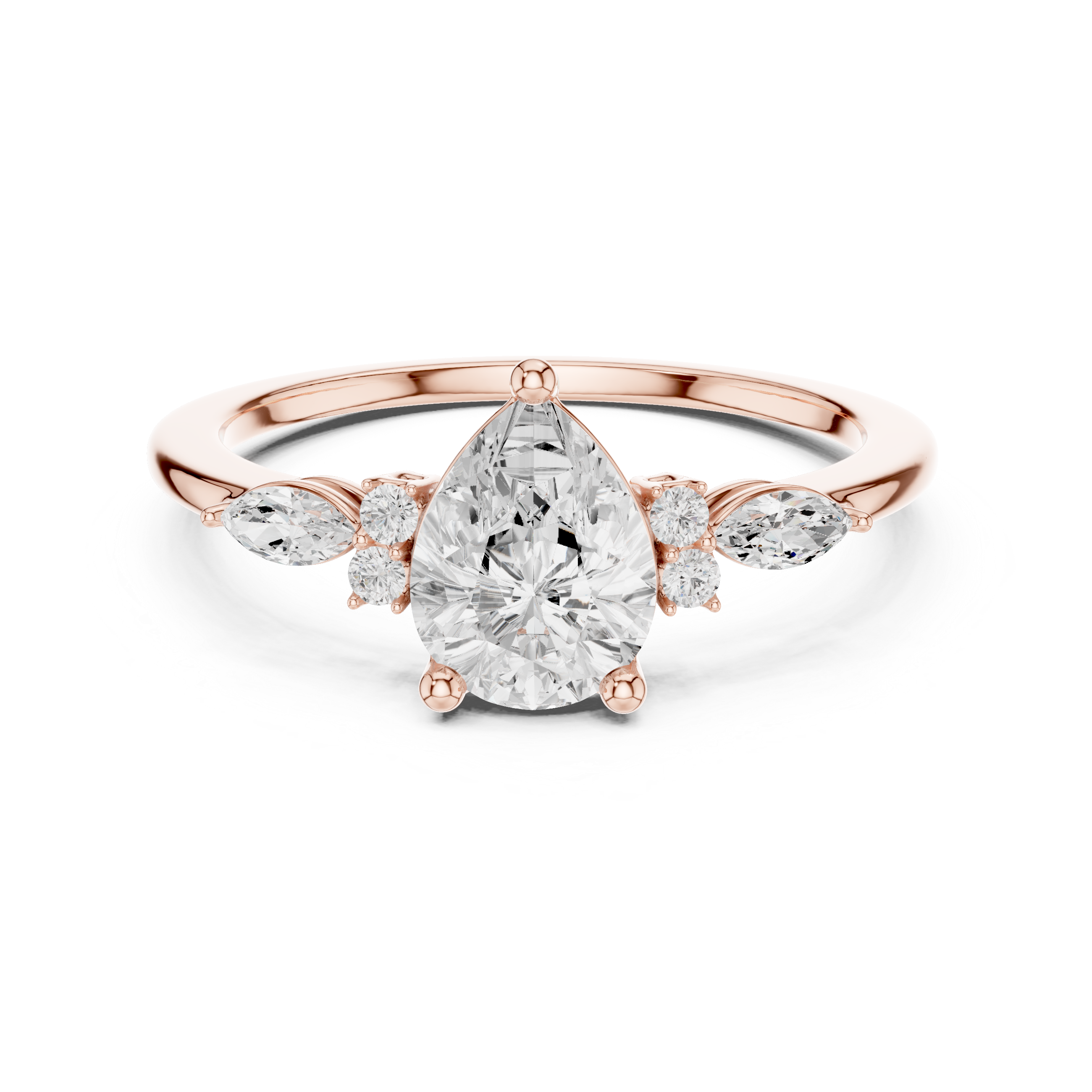 Pear Cut Three Stone Diamond Engagement Ring
