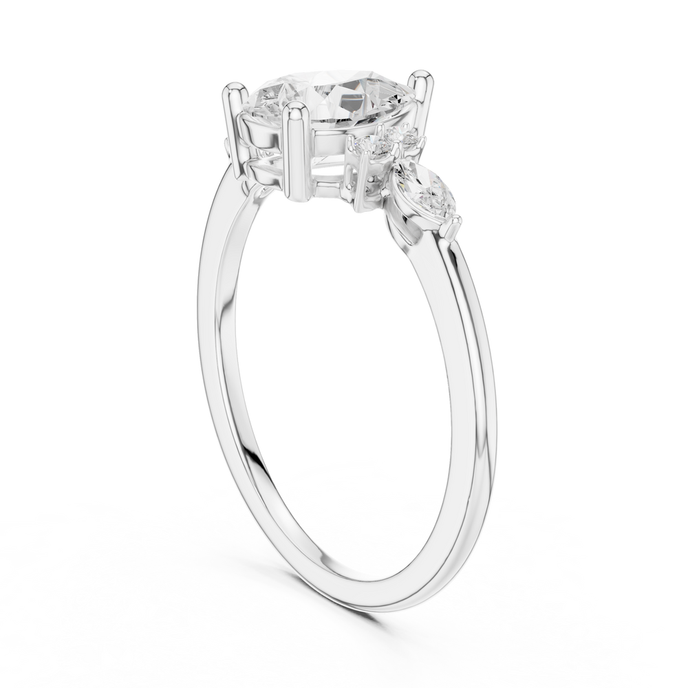 Pear Cut Three Stone Diamond Engagement Ring