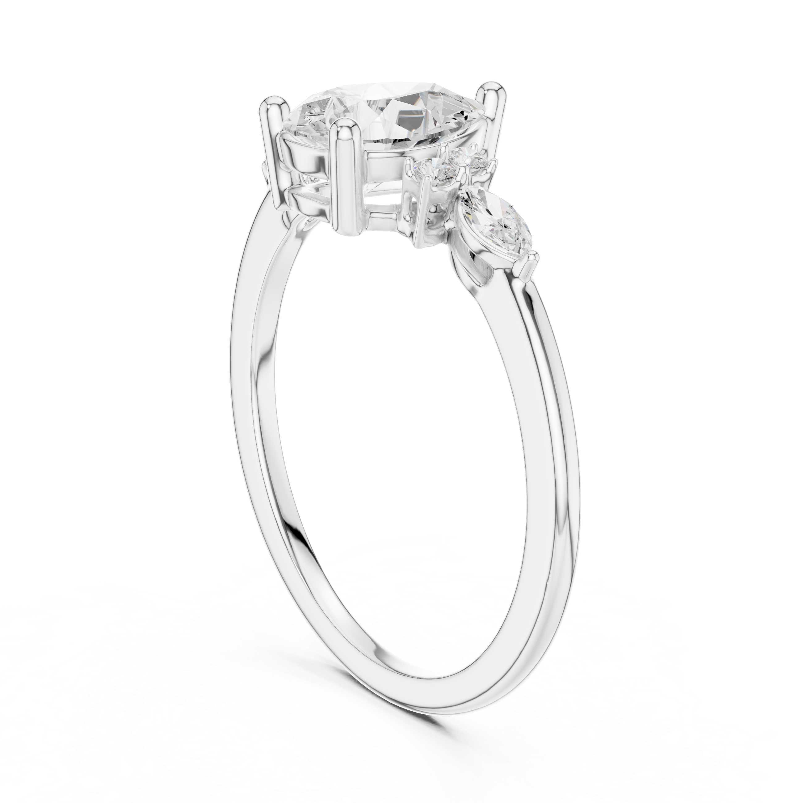 Pear Cut Three Stone Diamond Engagement Ring