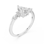 Pear Cut Three Stone Diamond Engagement Ring