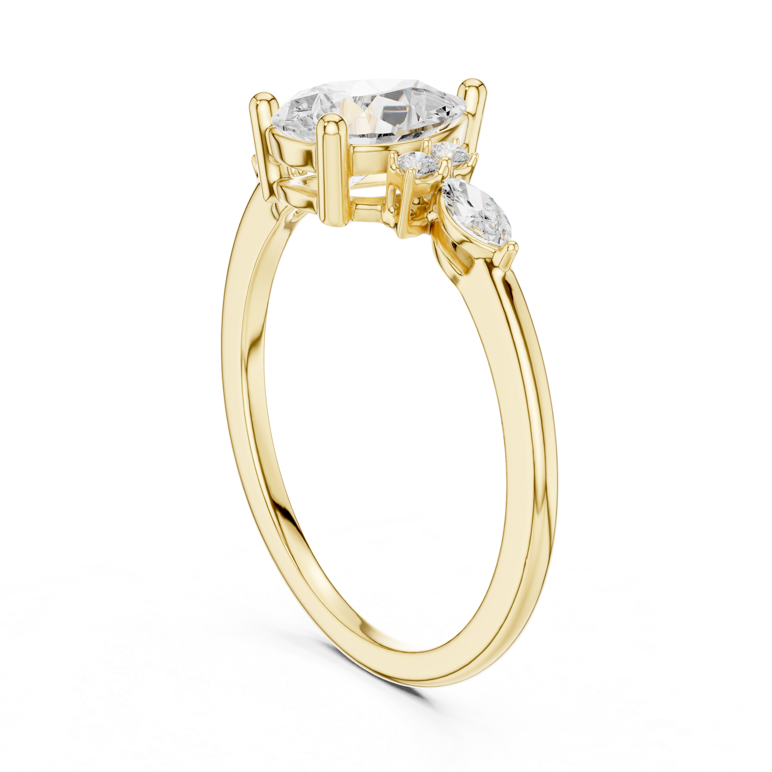Pear Cut Three Stone Diamond Engagement Ring