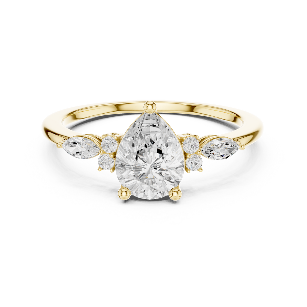 Pear Cut Three Stone Diamond Engagement Ring