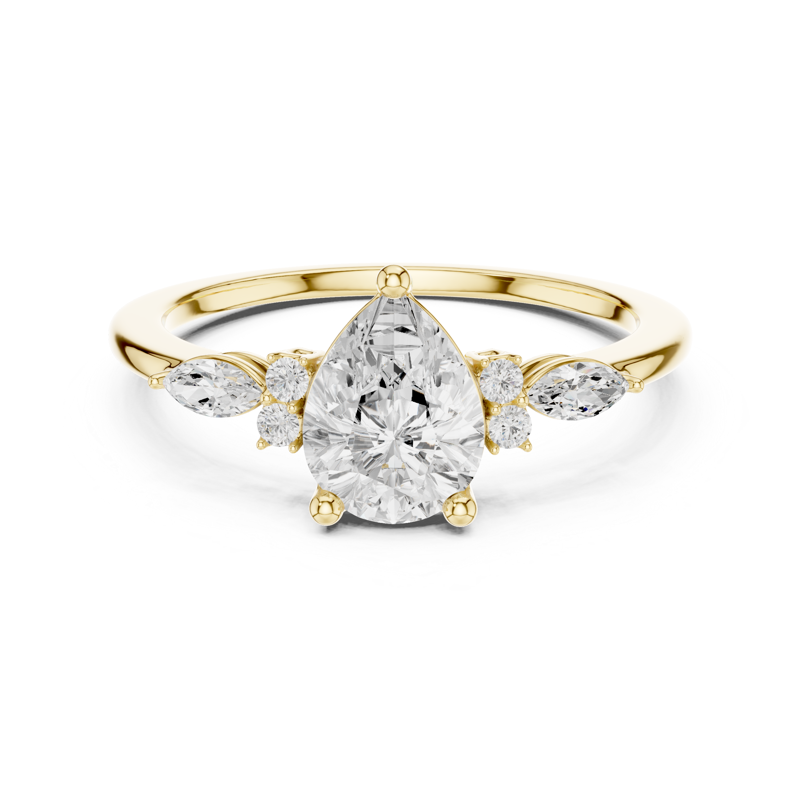 Pear Cut Three Stone Diamond Engagement Ring