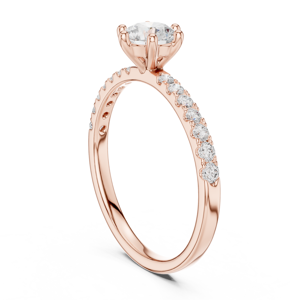 Round Cut Pavé Diamond Engagement Ring
