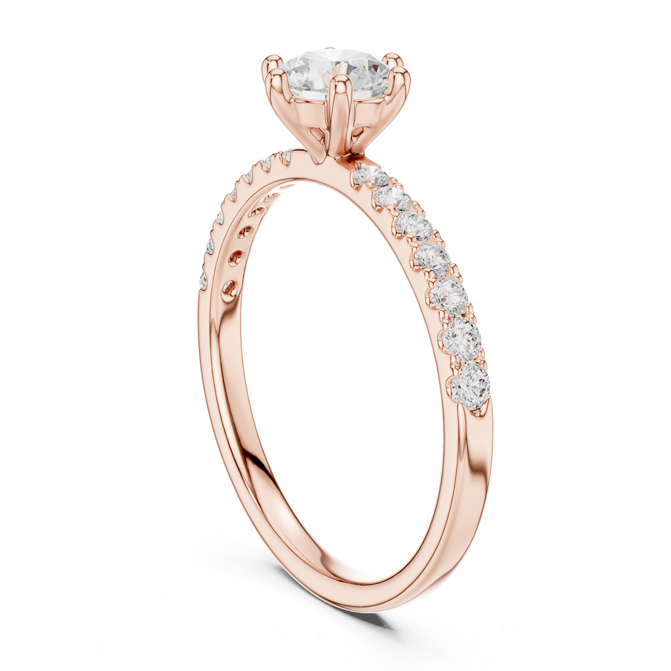Round Cut Pavé Diamond Engagement Ring