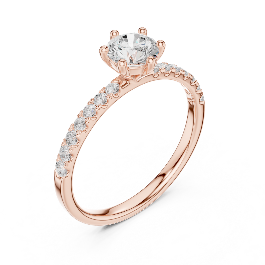Round Cut Pavé Diamond Engagement Ring