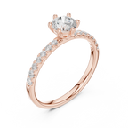 Round Cut Pavé Diamond Engagement Ring