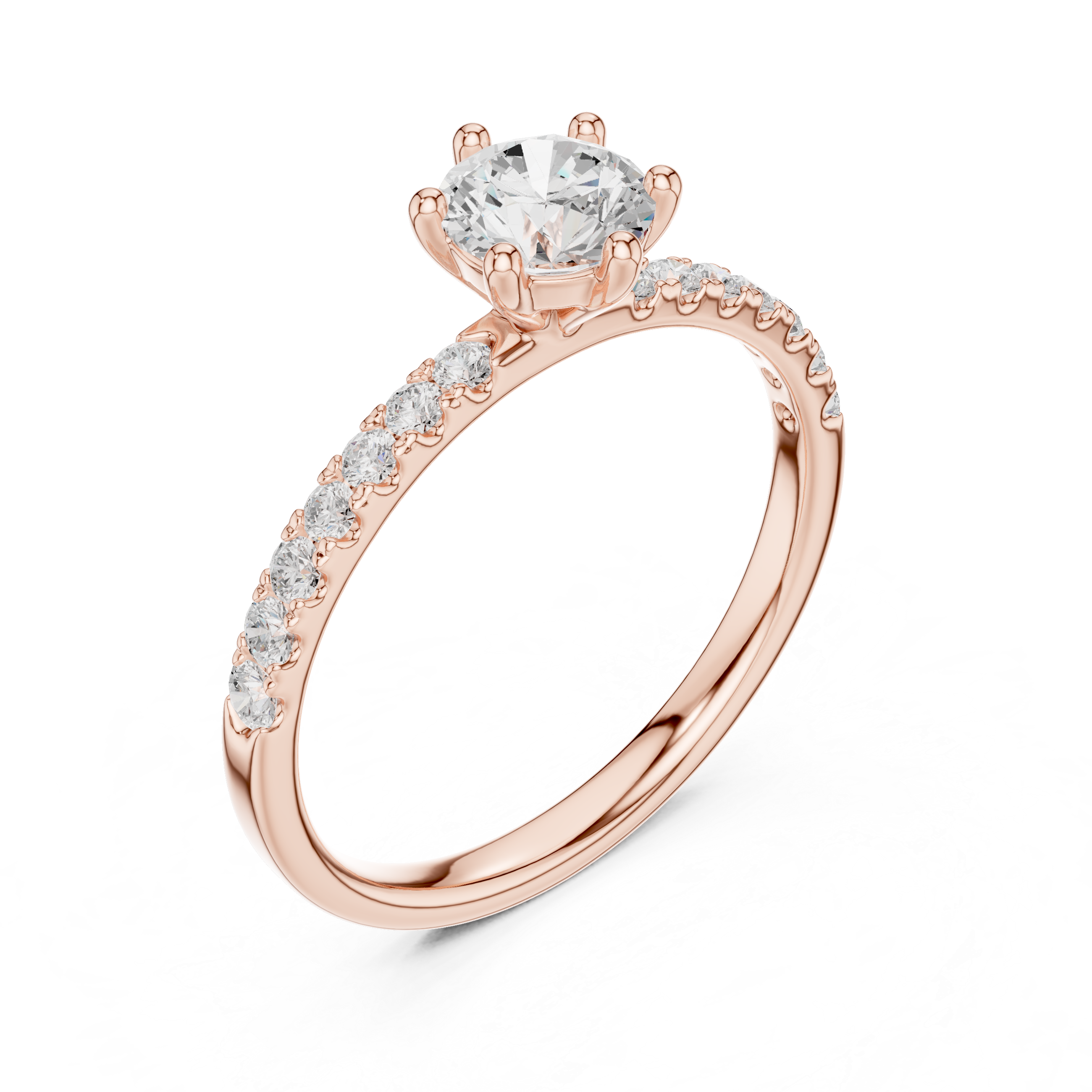 Round Cut Pavé Diamond Engagement Ring