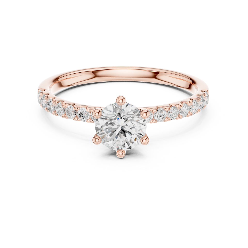 Round Cut Pavé Diamond Engagement Ring
