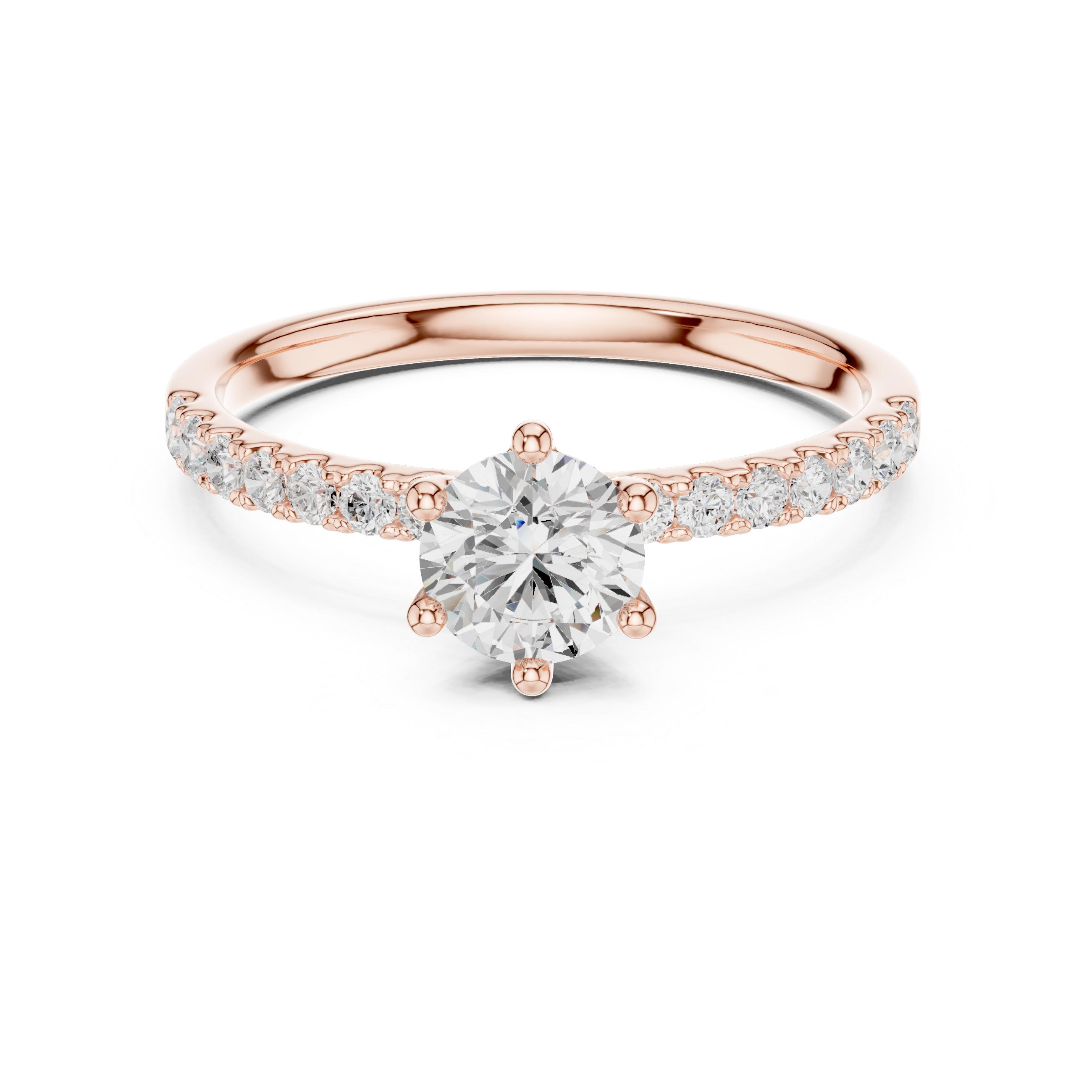 Round Cut Pavé Diamond Engagement Ring