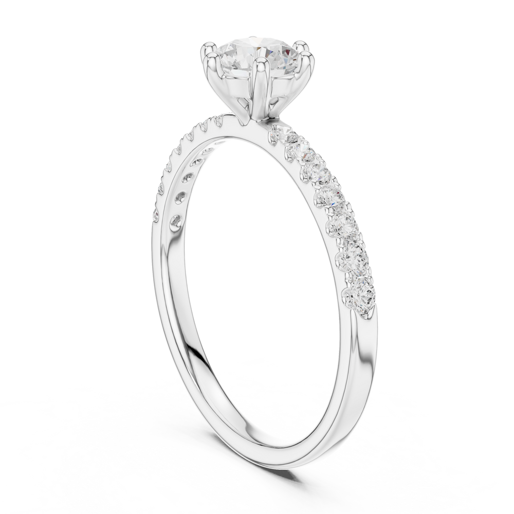 Round Cut Pavé Diamond Engagement Ring