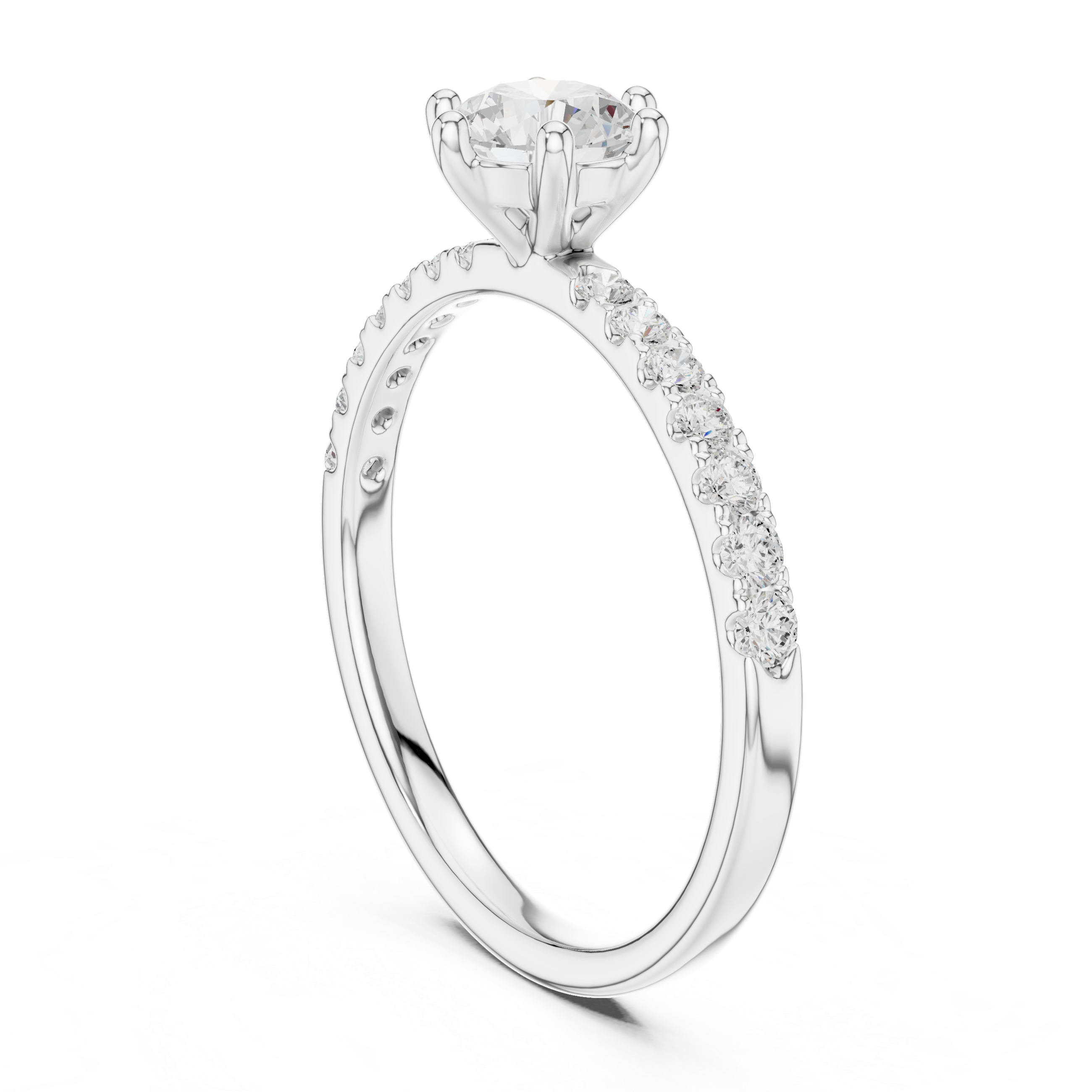 Round Cut Pavé Diamond Engagement Ring
