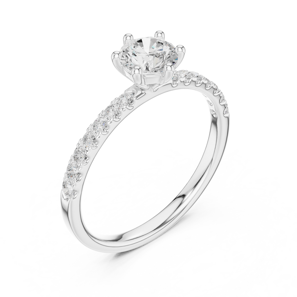 Round Cut Pavé Diamond Engagement Ring