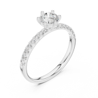 Round Cut Pavé Diamond Engagement Ring