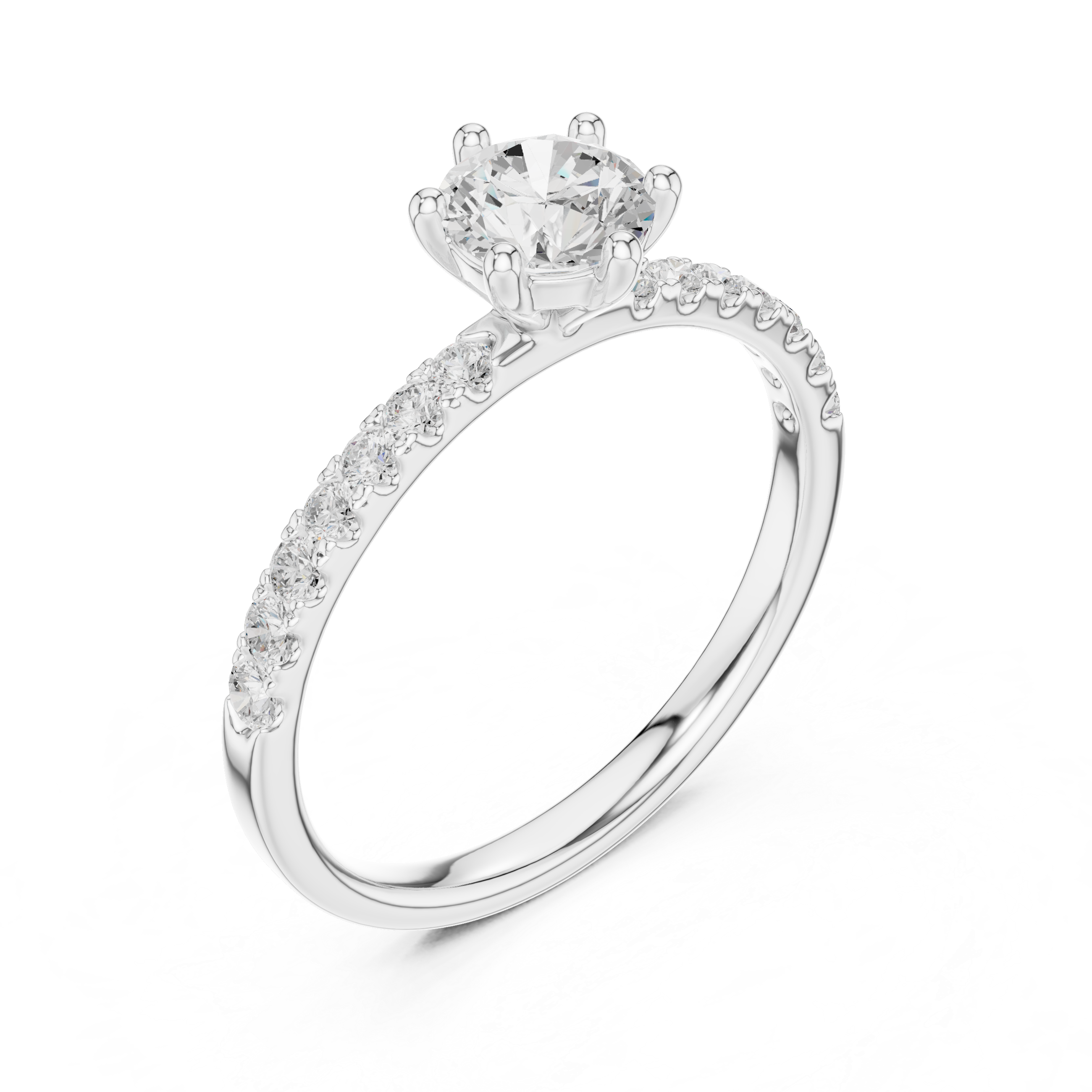 Round Cut Pavé Diamond Engagement Ring
