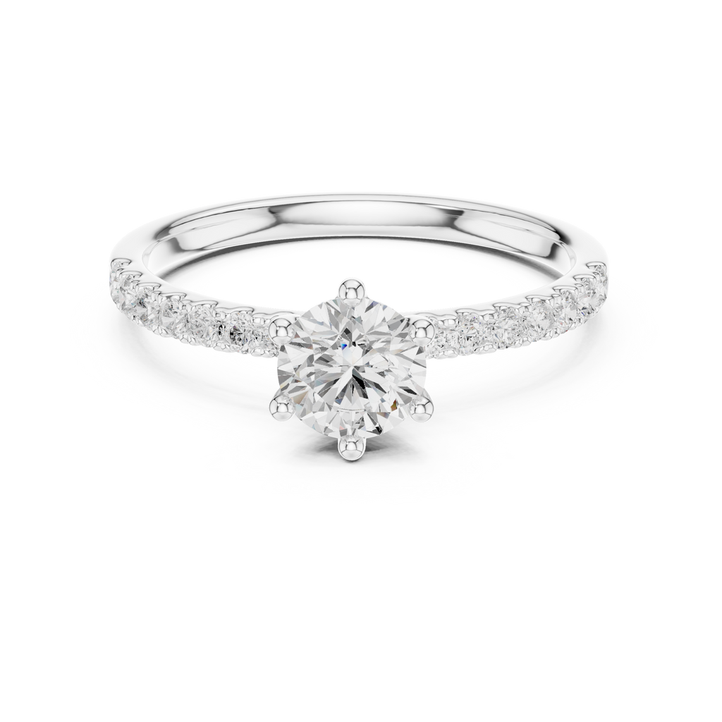 Round Cut Pavé Diamond Engagement Ring