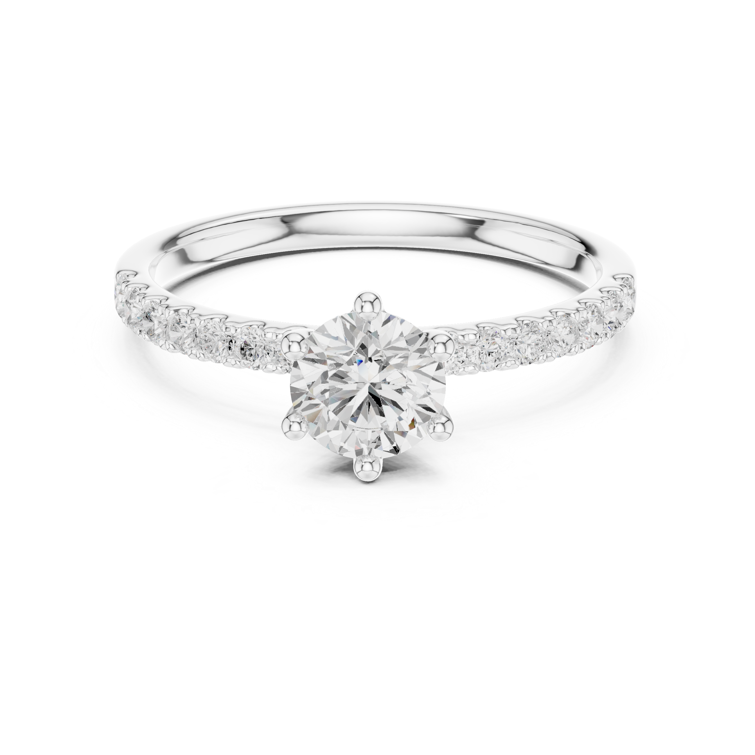 Round Cut Pavé Diamond Engagement Ring