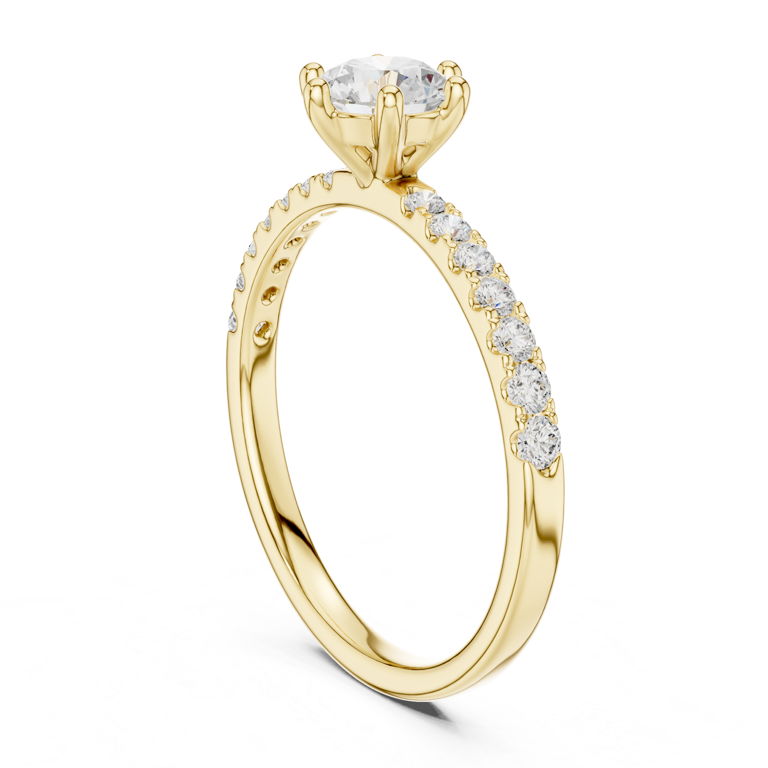 Round Cut Pavé Diamond Engagement Ring