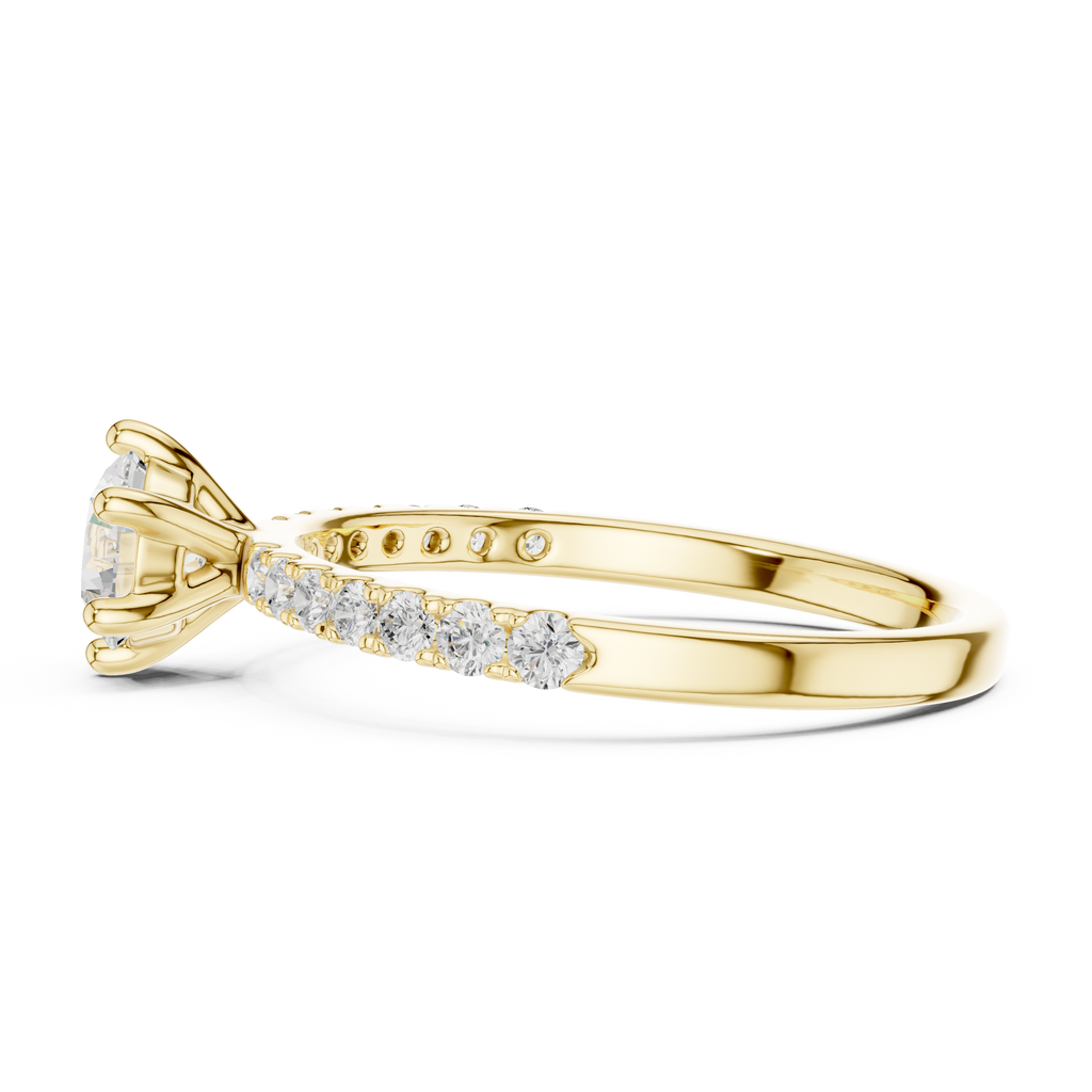 Round Cut Pavé Diamond Engagement Ring
