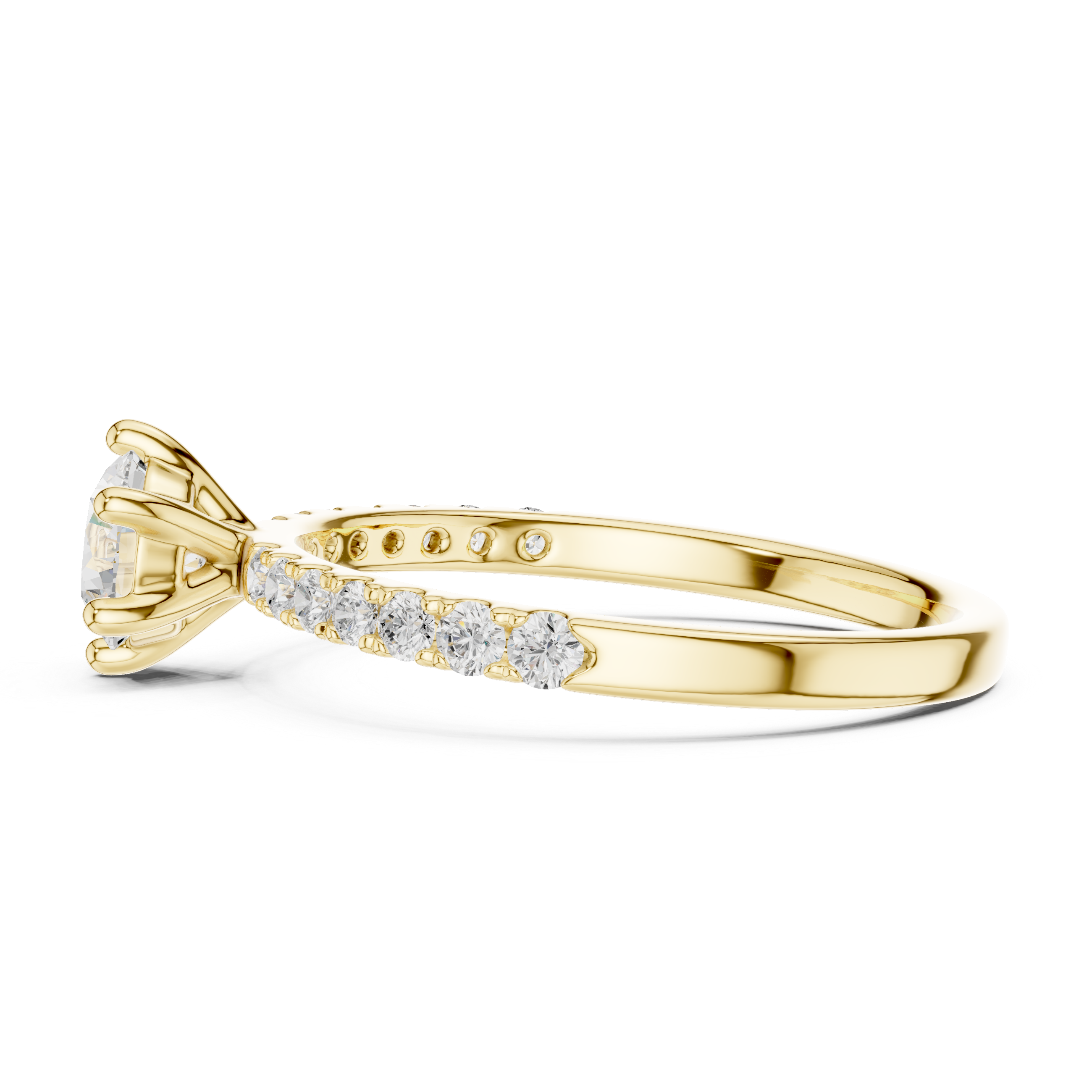 Round Cut Pavé Diamond Engagement Ring