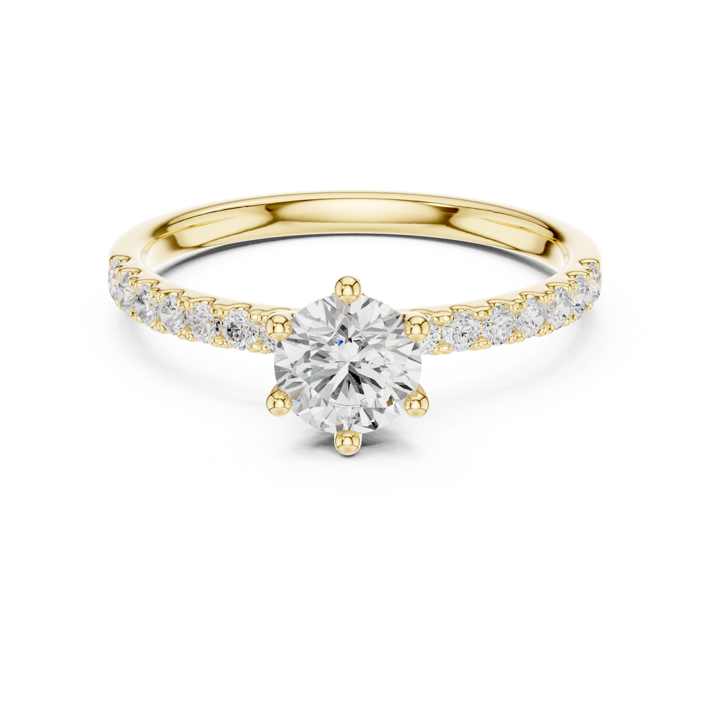 Round Cut Pavé Diamond Engagement Ring