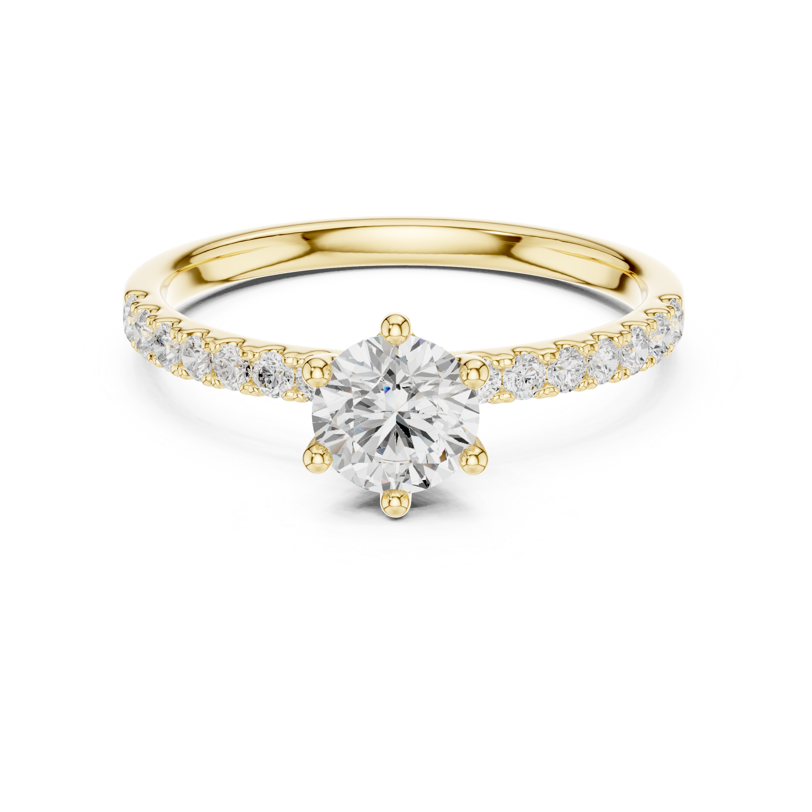 Round Cut Pavé Diamond Engagement Ring