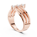 Triple Stone Diamond Wave Ring