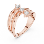 Triple Stone Diamond Wave Ring