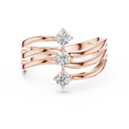 Triple Stone Diamond Wave Ring