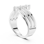Triple Stone Diamond Wave Ring