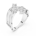 Triple Stone Diamond Wave Ring
