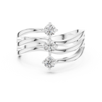 Triple Stone Diamond Wave Ring