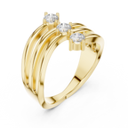Triple Stone Diamond Wave Ring