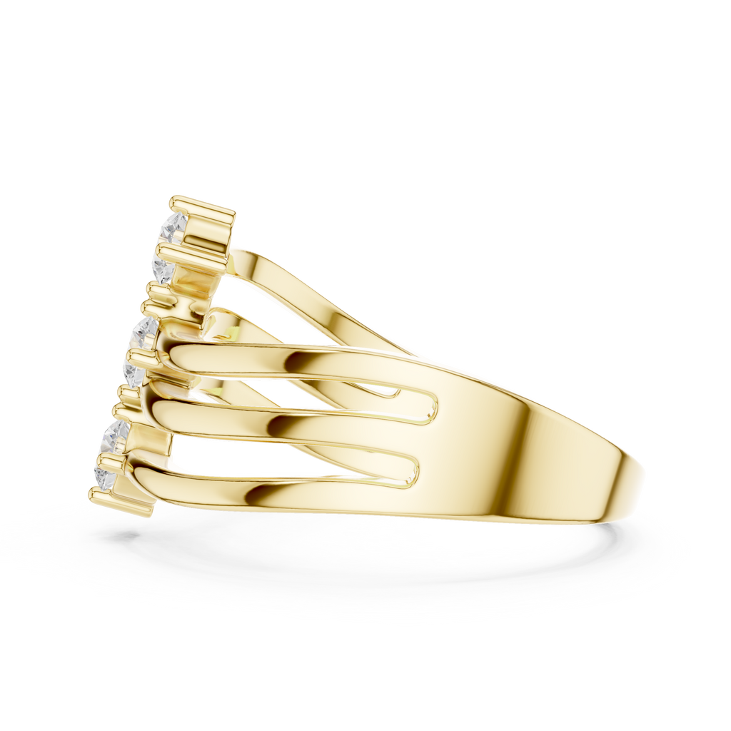 Triple Stone Diamond Wave Ring