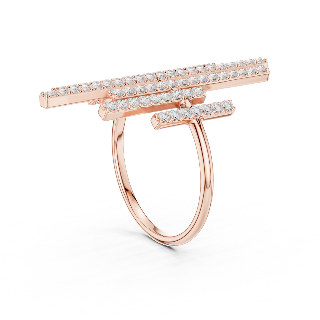Multi Row Diamond Bar Statement Ring