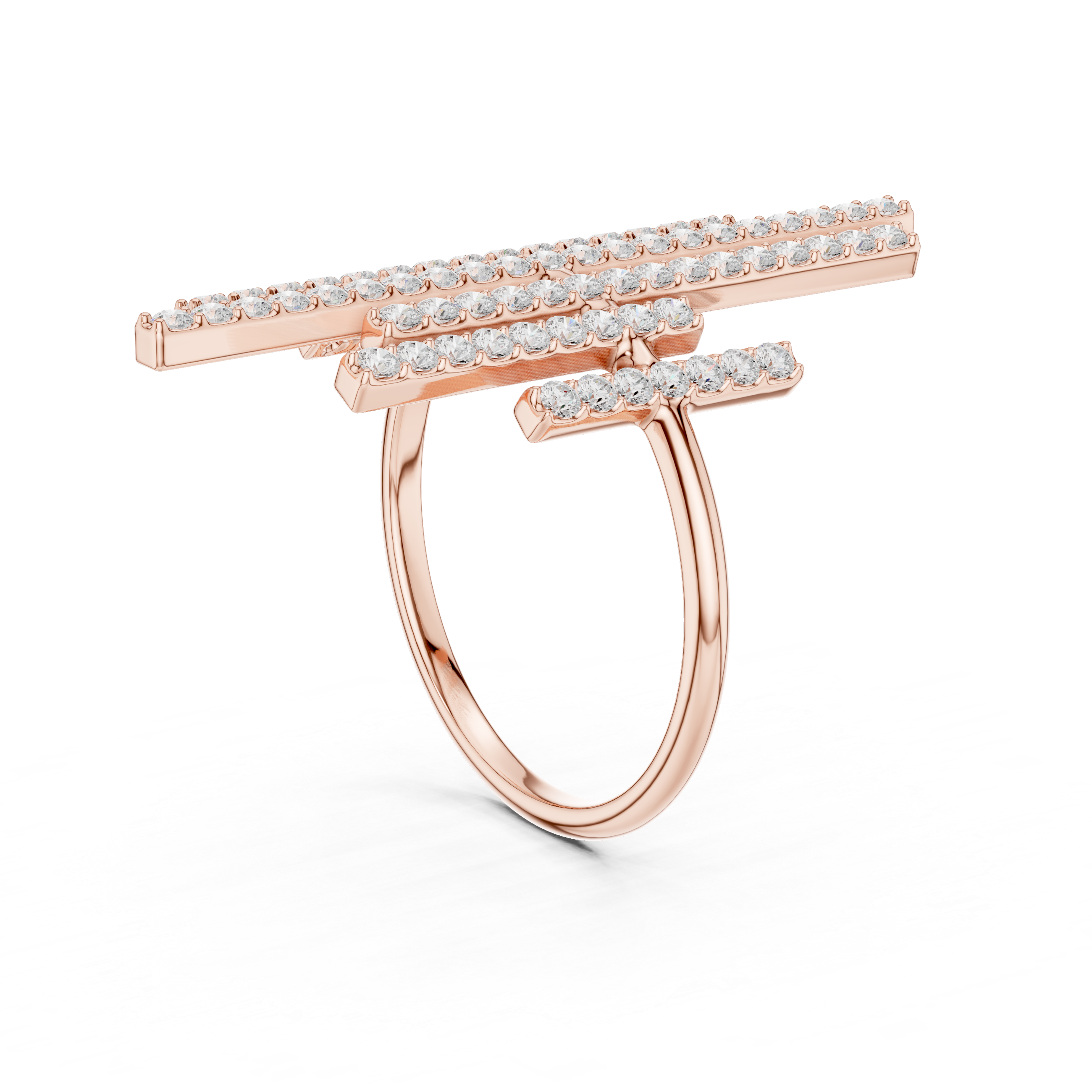 Multi Row Diamond Bar Statement Ring