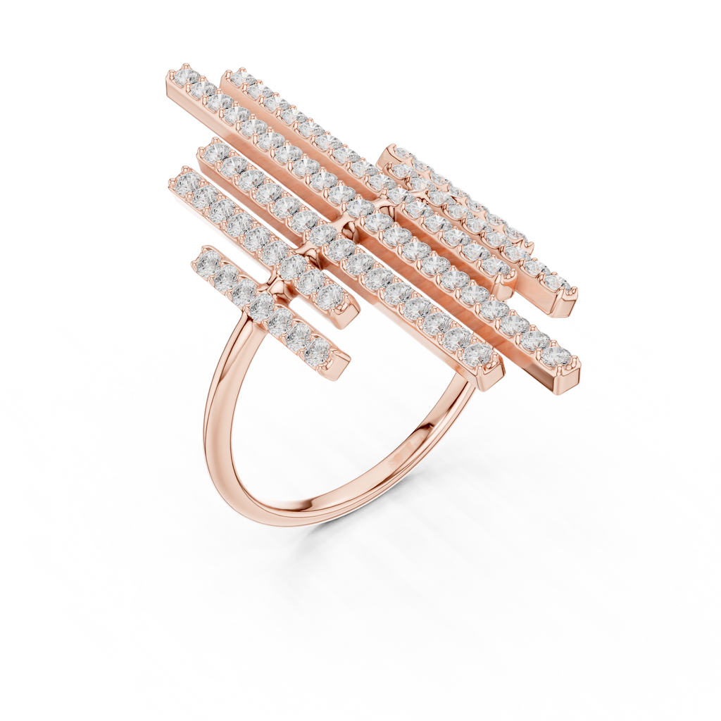 Multi Row Diamond Bar Statement Ring