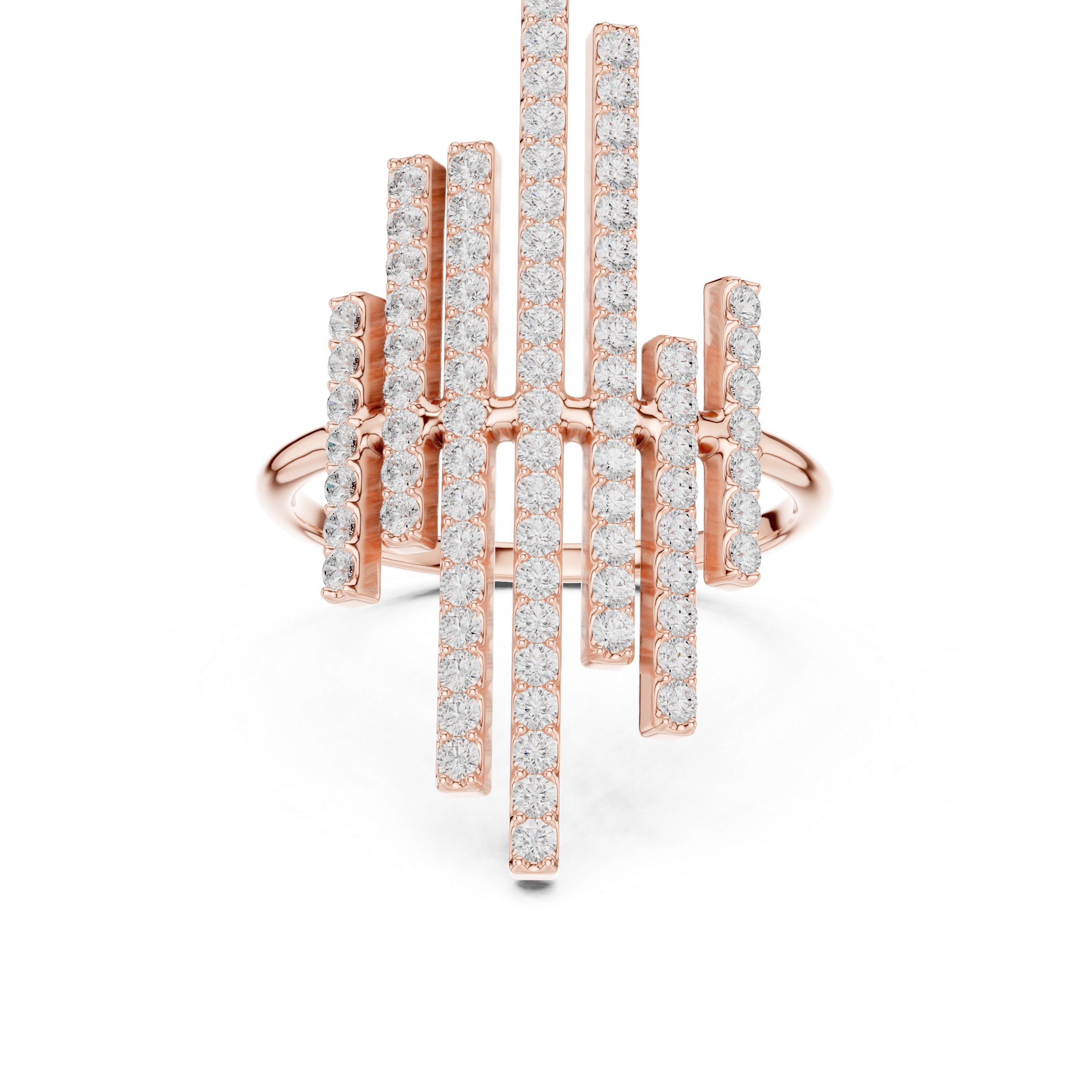 Multi Row Diamond Bar Statement Ring