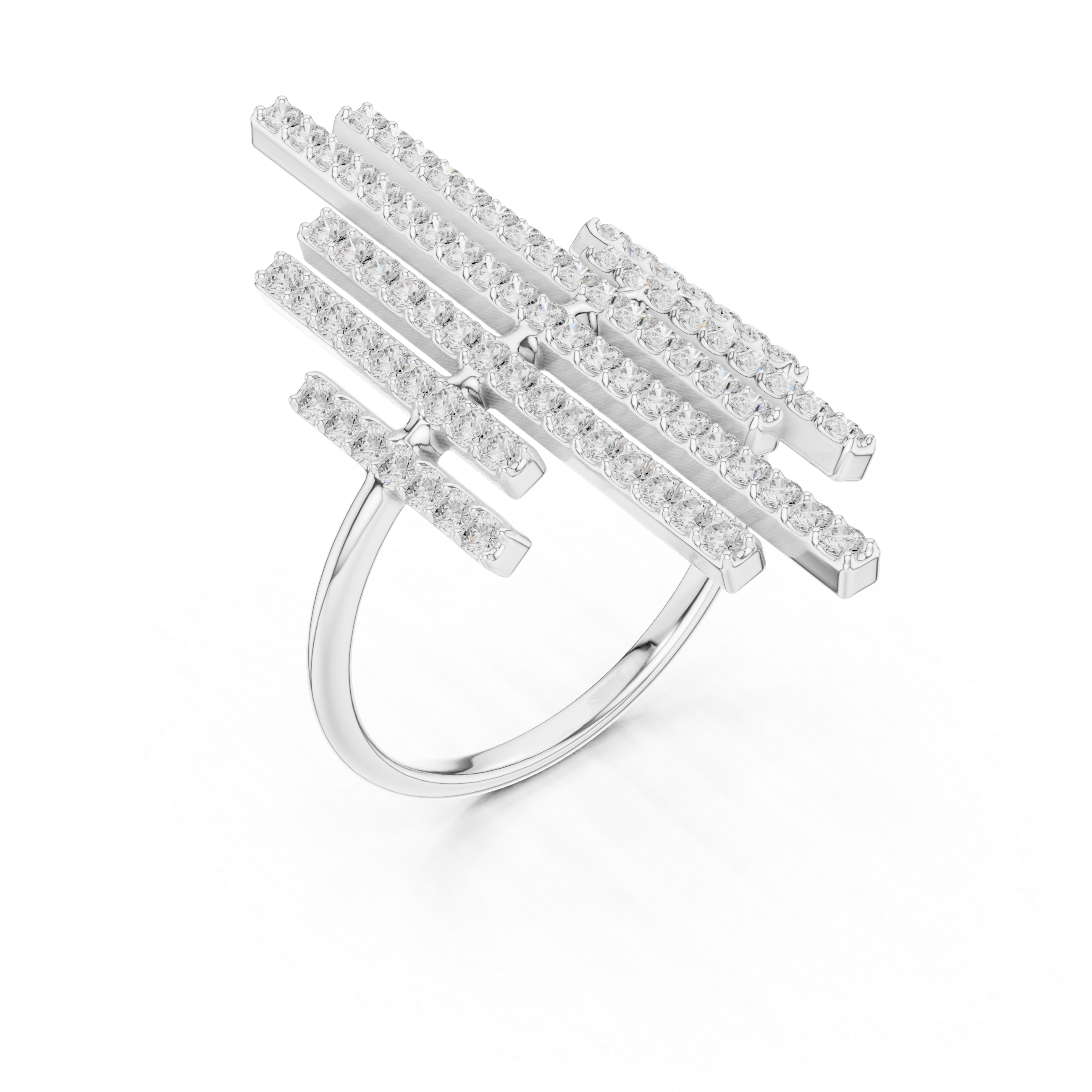 Multi Row Diamond Bar Statement Ring
