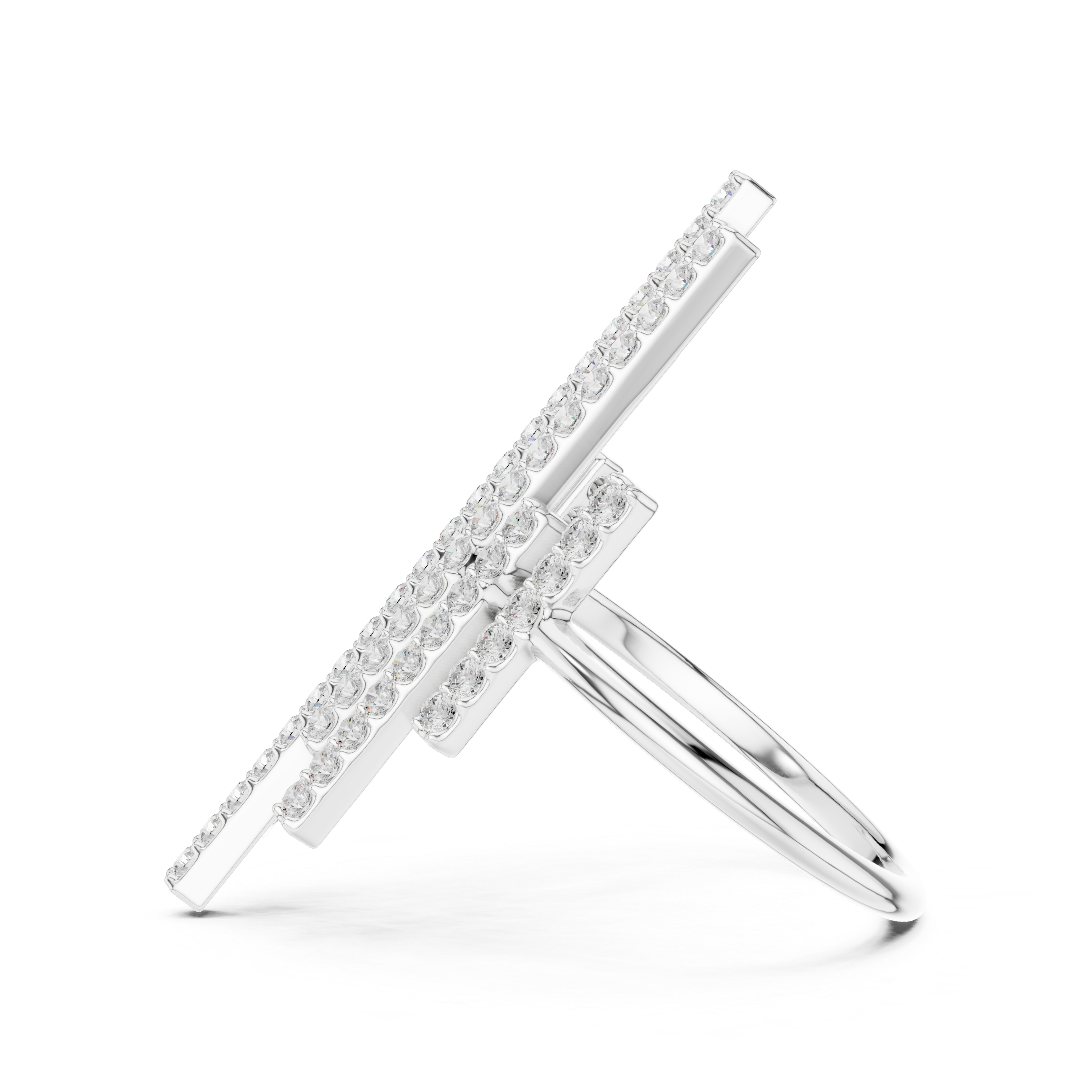 Multi Row Diamond Bar Statement Ring