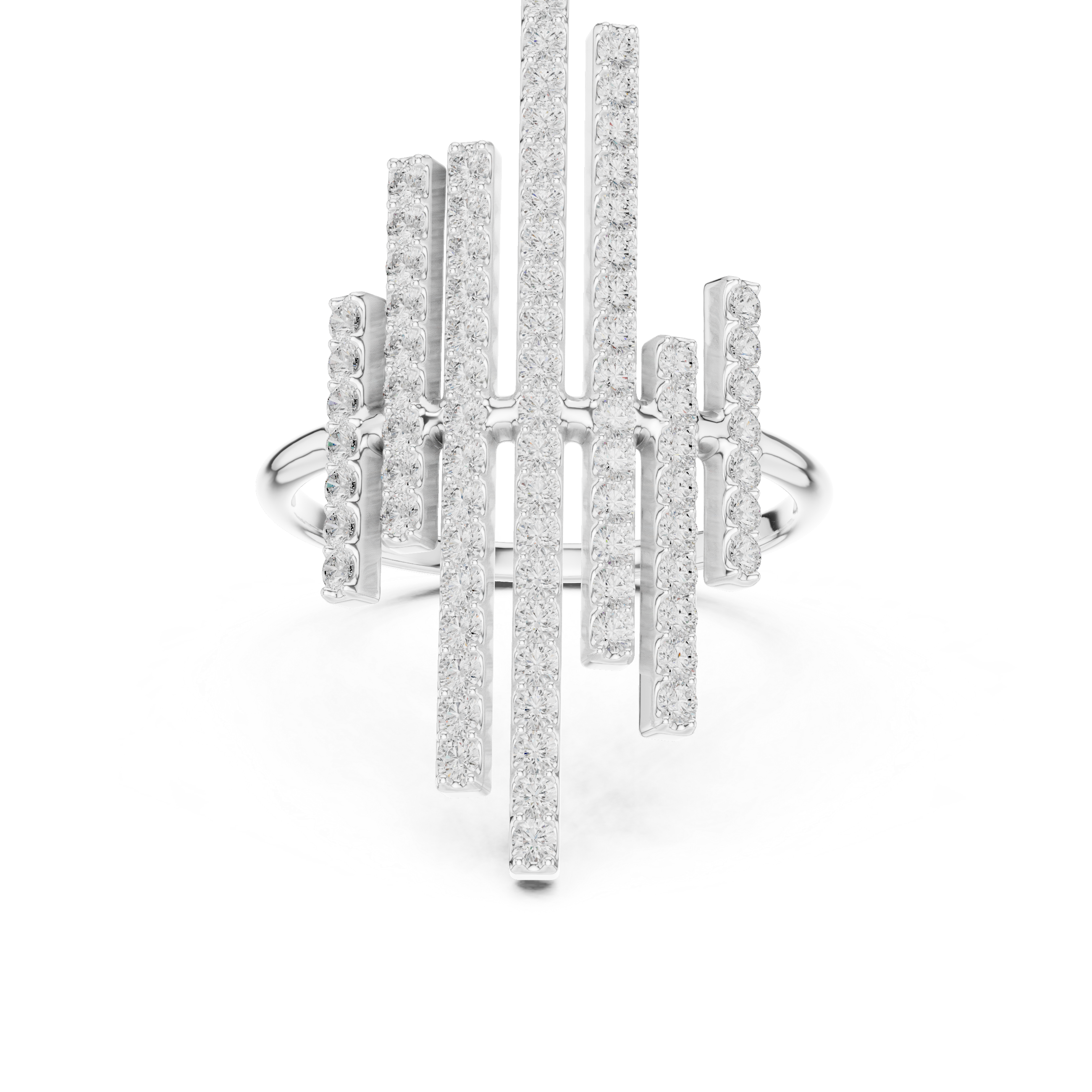 Multi Row Diamond Bar Statement Ring