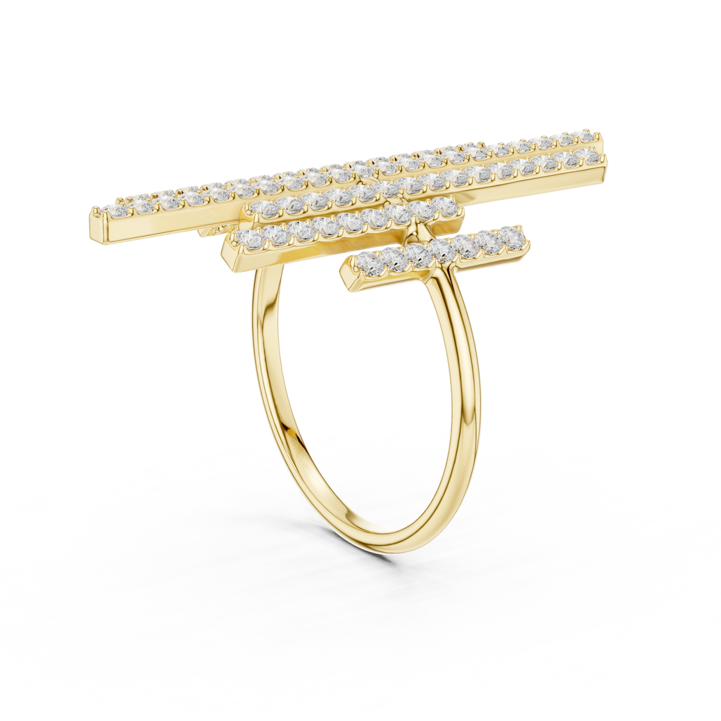 Multi Row Diamond Bar Statement Ring