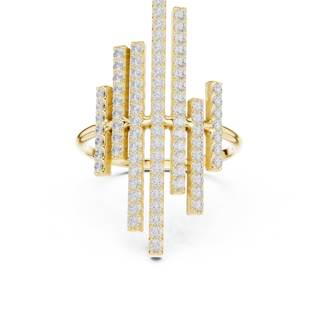 Multi Row Diamond Bar Statement Ring