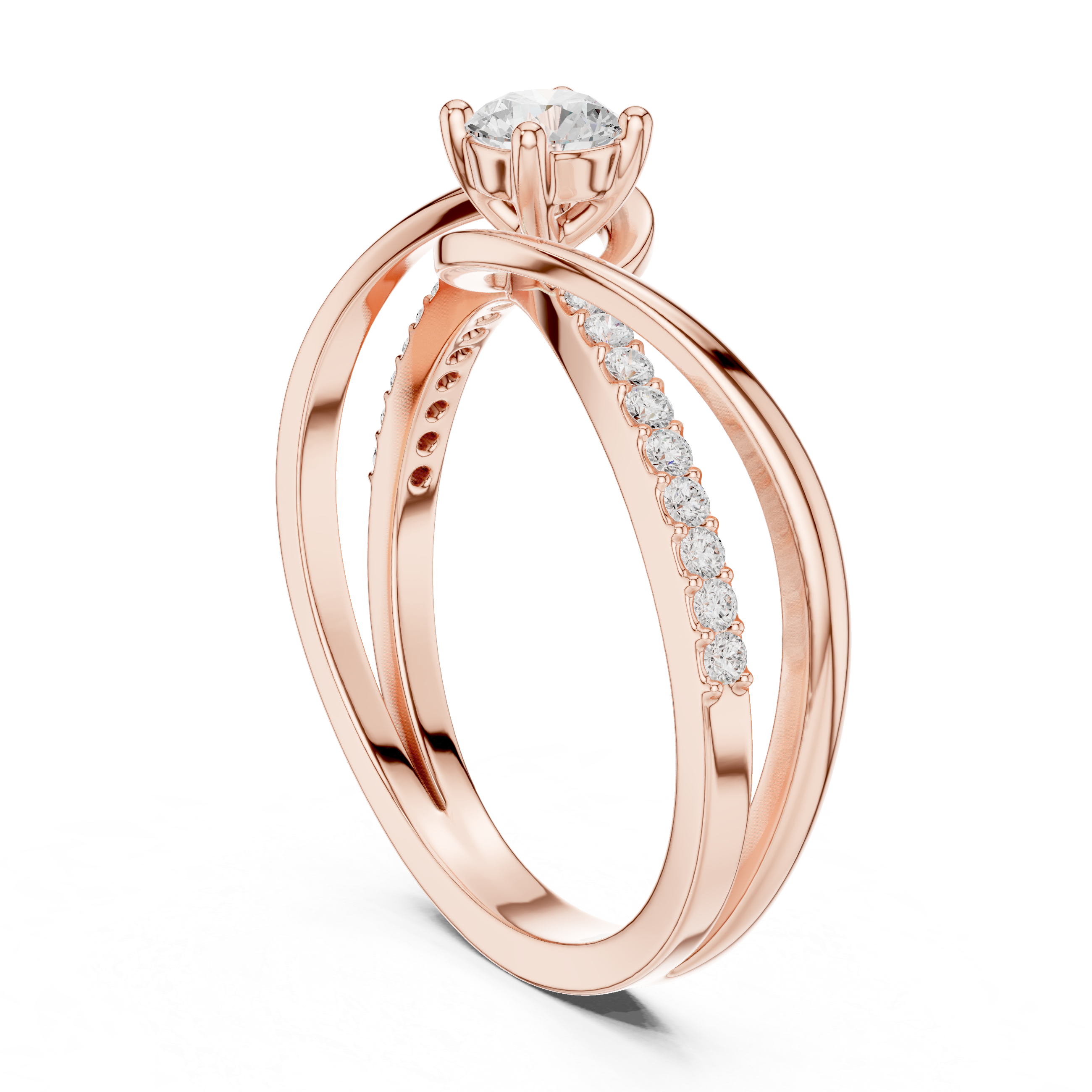 Twisted Diamond Solitaire Engagement Ring