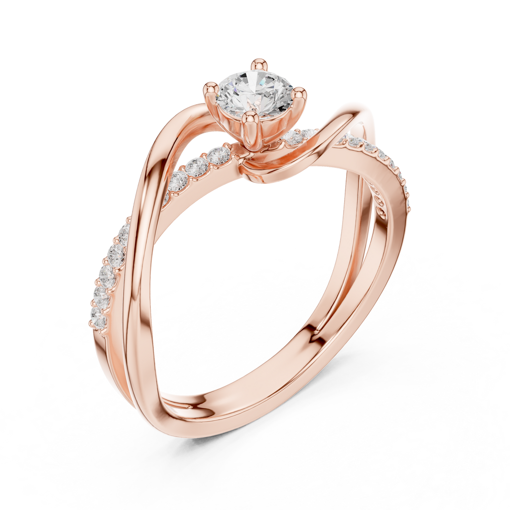 Twisted Diamond Solitaire Engagement Ring